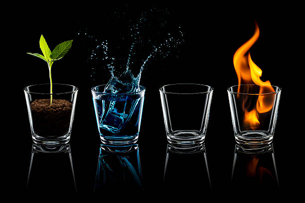 four elements in shotglasses